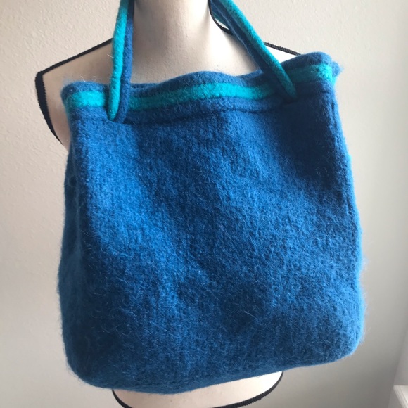 NWOT Large Boiled Wool handcrafted bag / purse - Picture 8 of 12